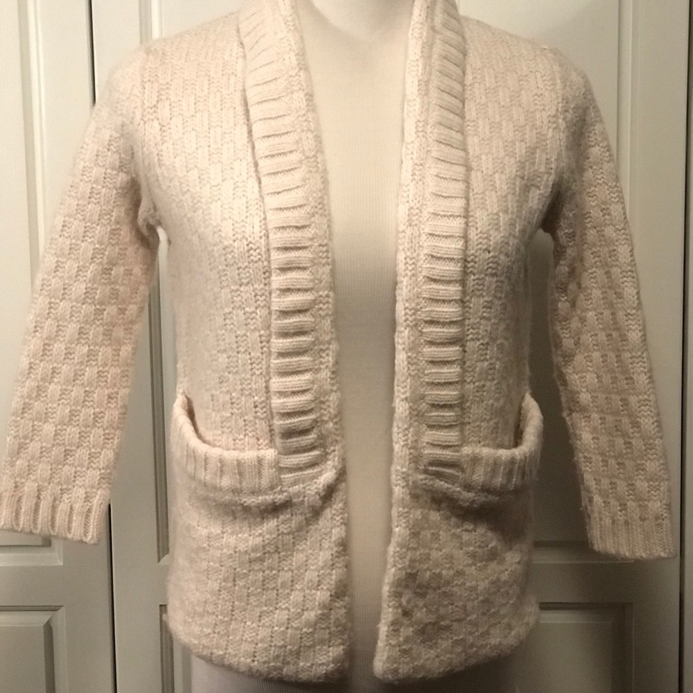 J. Crew Basket Weave Cardigan Sweater Wool Mix XS